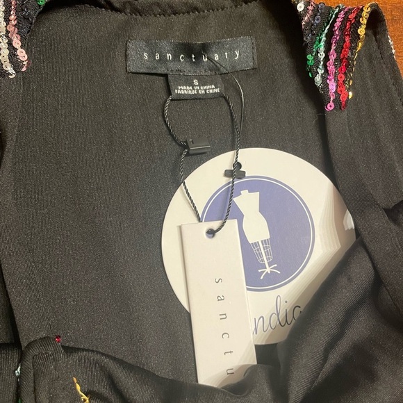 Sanctuary Womens Sequined Party Tank Top Black Size Small - Picture 3 of 6